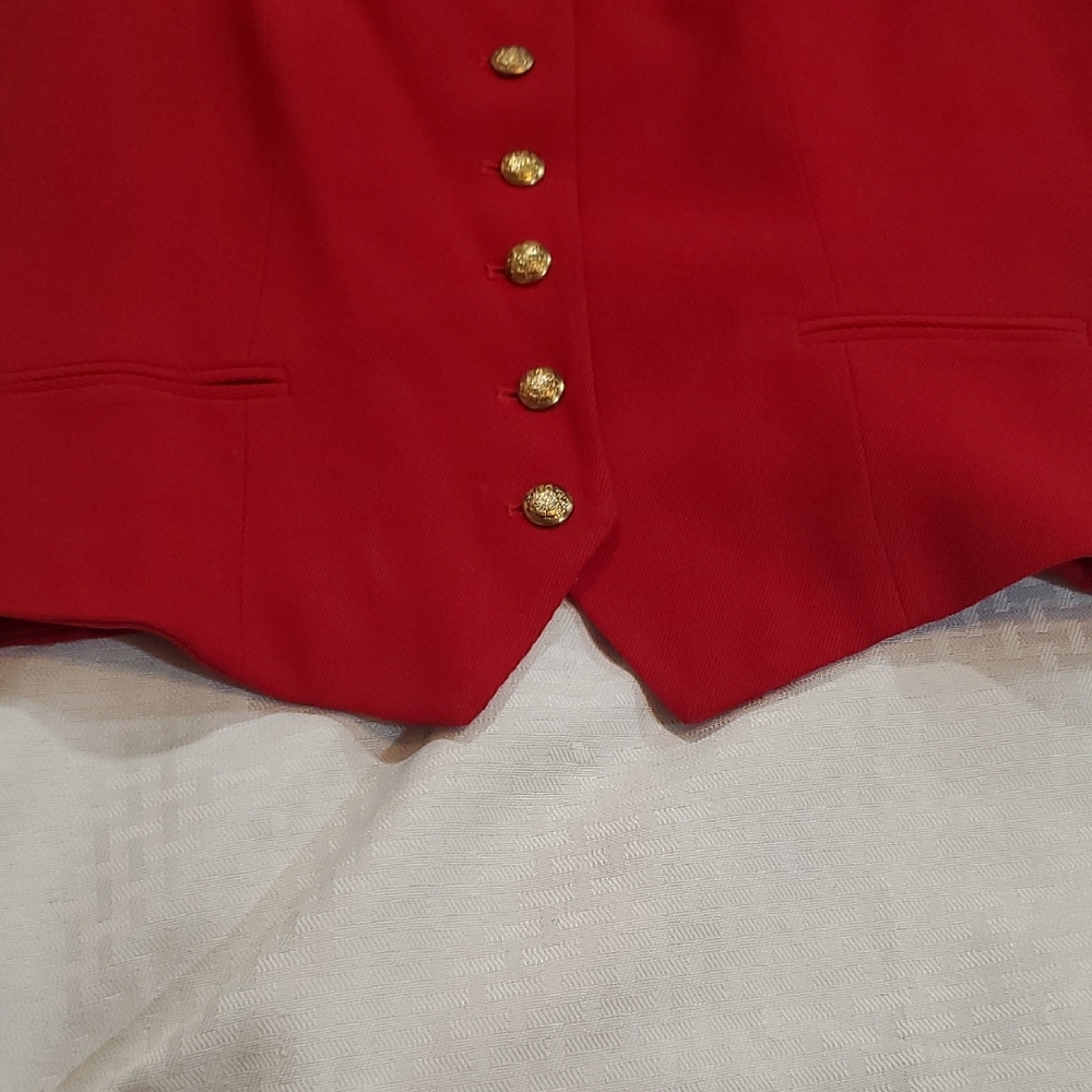Vtg Lauren Ralph Lauren Red Vest with Gold Buttons - Picture 3 of 12